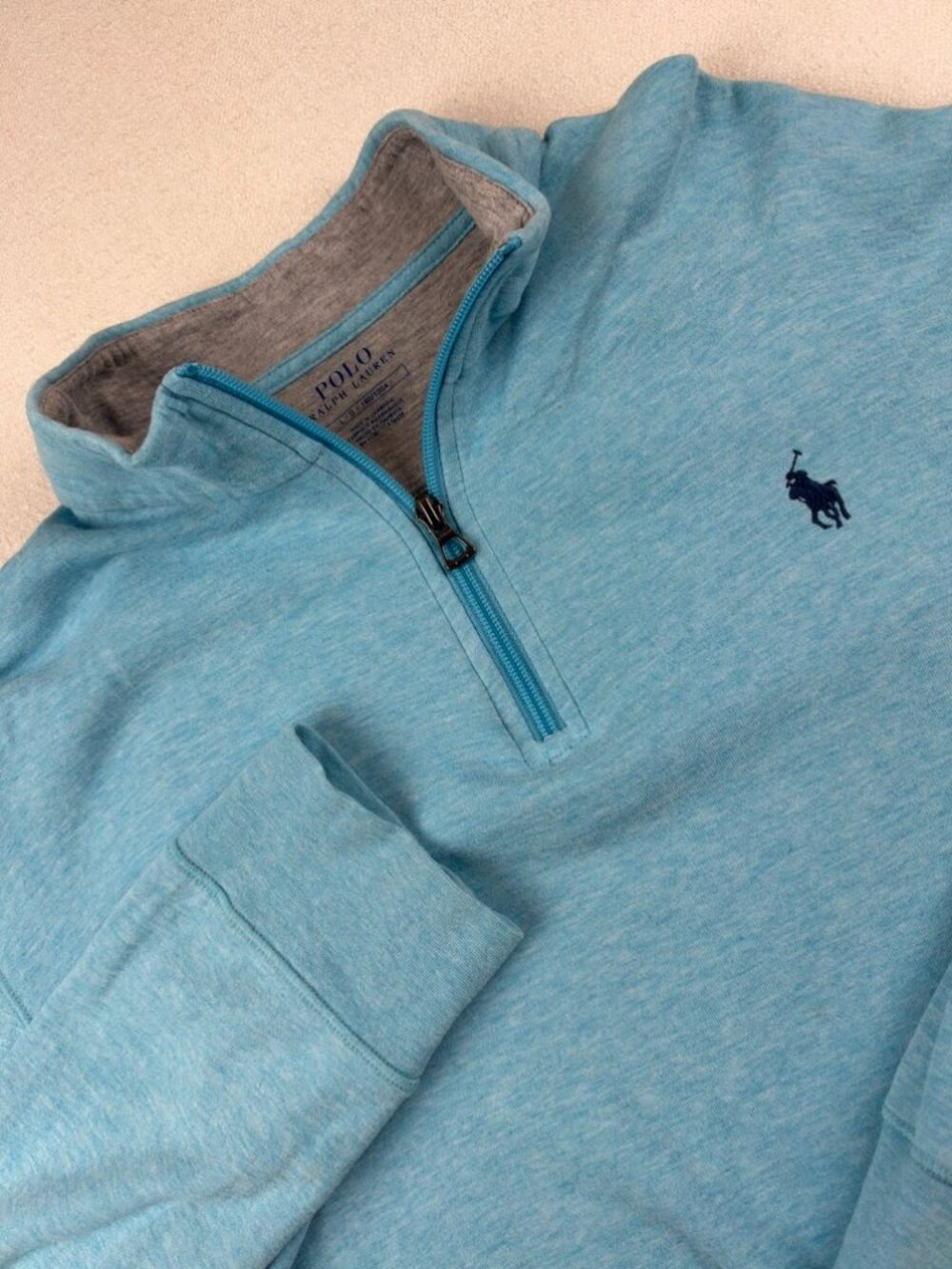 Polo Ralph Lauren Quarter Zip Pullover Men’s Large Light Blue Heather